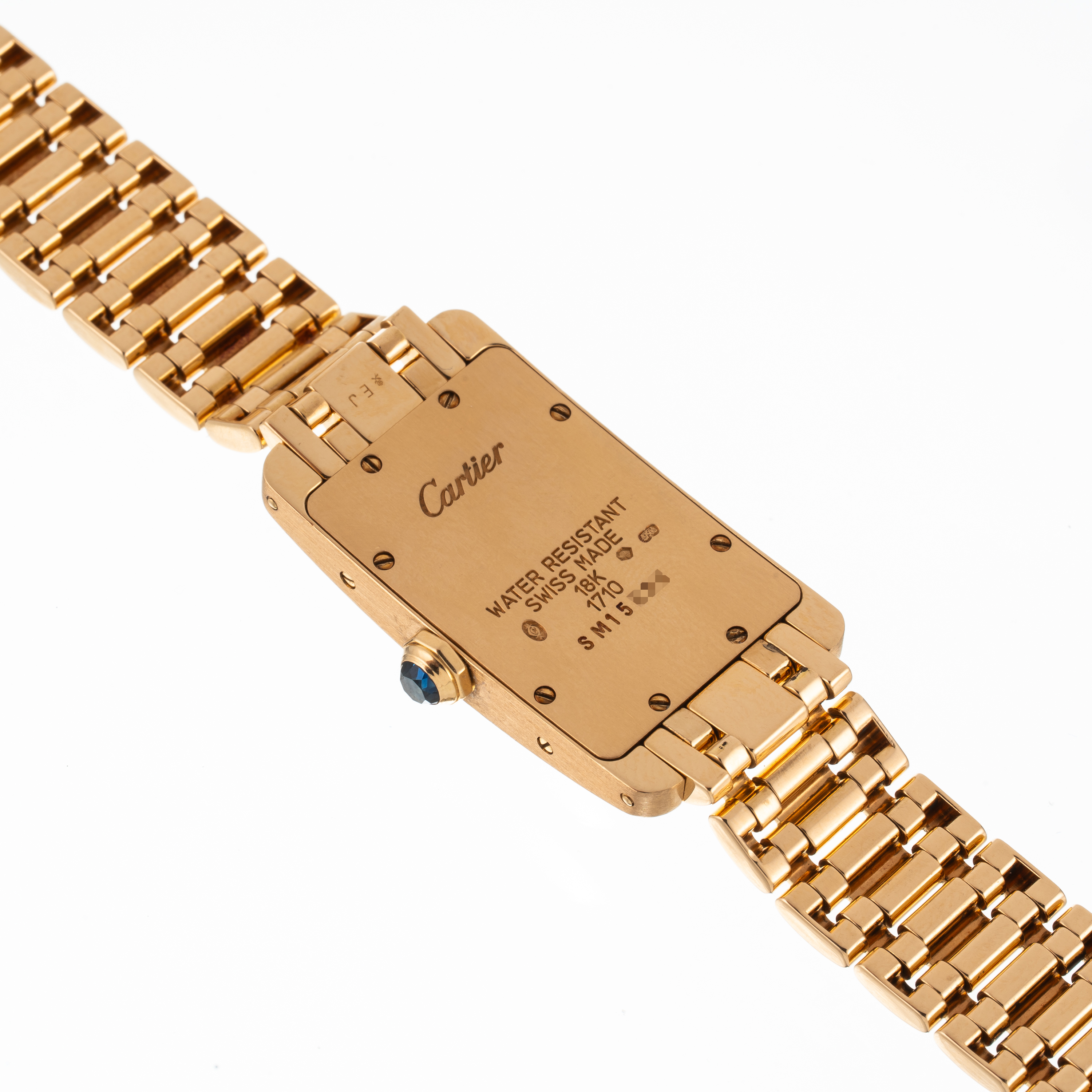 Cartier - Tank Americaine 1710, orologio solo tempo in oro giallo 18 kt con quadrante bianco e br...