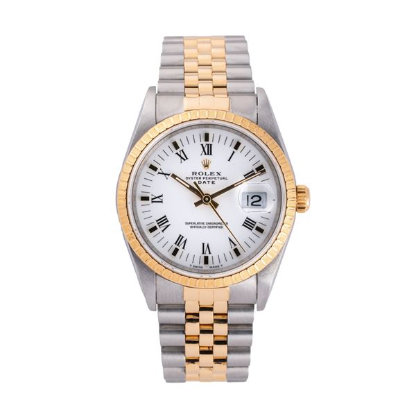 ROLEX - ROLEX - OYSTER PERPETUAL DATE OROLOGIO IN ACCIAIO E ORO GIALLO 18KT A CARICA AUTOMATICA CON QUADRANTE BIANCO, DATARIO AD ORE TRE E BRACCIALE JUBILEE IN ACCIAIO E ORO GIALLO 18KT
