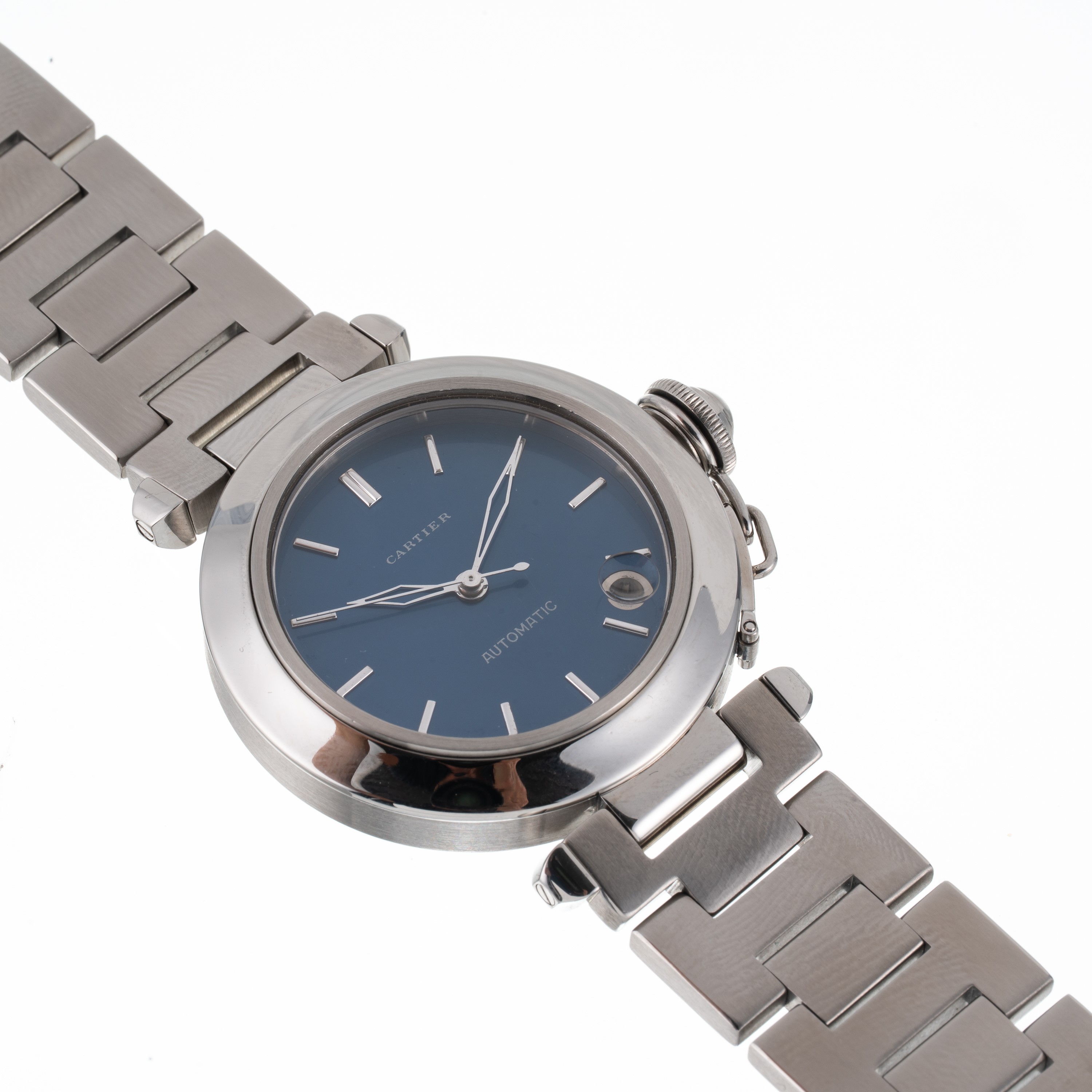 Cartier - Pasha 1031 — orologio da polso automatico in acciaio con quadrante blu