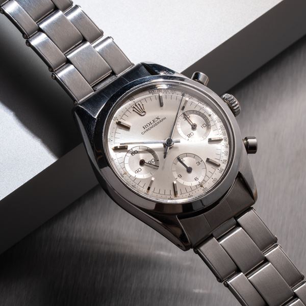 ROLEX - PRE DAYTONA CRONORGAFO A CARICA MANUALE IN ACCIAIO CON BRACCIALE RIVETTI ROLEX E QUADRANTE ARGENTE'  [..]