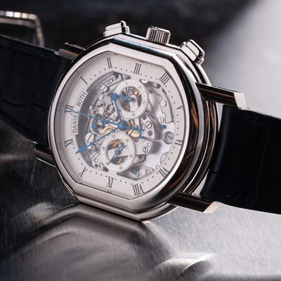 Skeleton Chronograph — cronografo automatico in oro bianco 18kt con quadrante skeleton