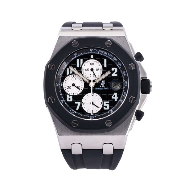 AUDEMARS PIGUET - AUDEMARS PIGUET - ROYAL OAK OFFSHORE CRONOGRAFO A CARICA AUTOMATICA IN ACCIAIO CON GHIERA E CINTURINO IN GOMMA E QUADRANTE NERO