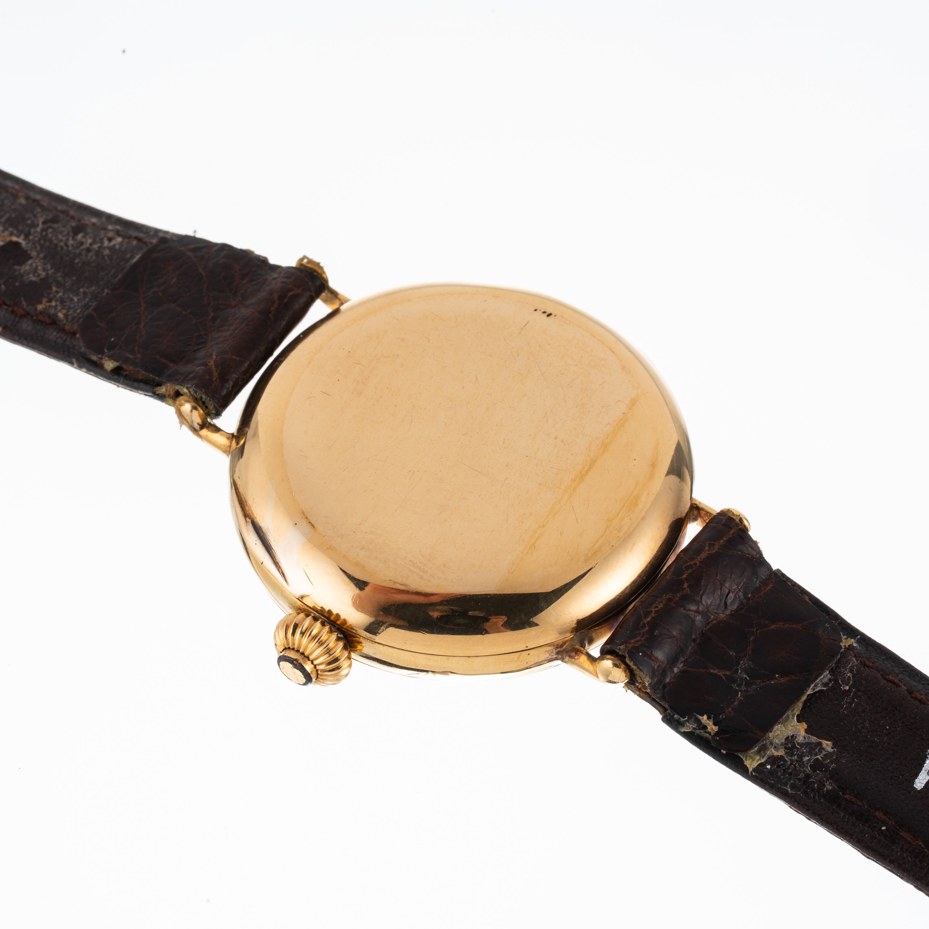 Longines - Cronografo monopulsante a carica manuale in oro giallo 18 kt con quadrante in porcella...
