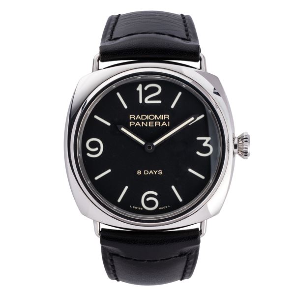 PANERAI - PANERAI - 8 DAYS OROLOGIO SOLO TEMPO A CARICA MANUALE IN ACCIAIO CON QUADRANTE NERO, INDICI ARABI E RISERVA DI CARICA 8 GIORNI