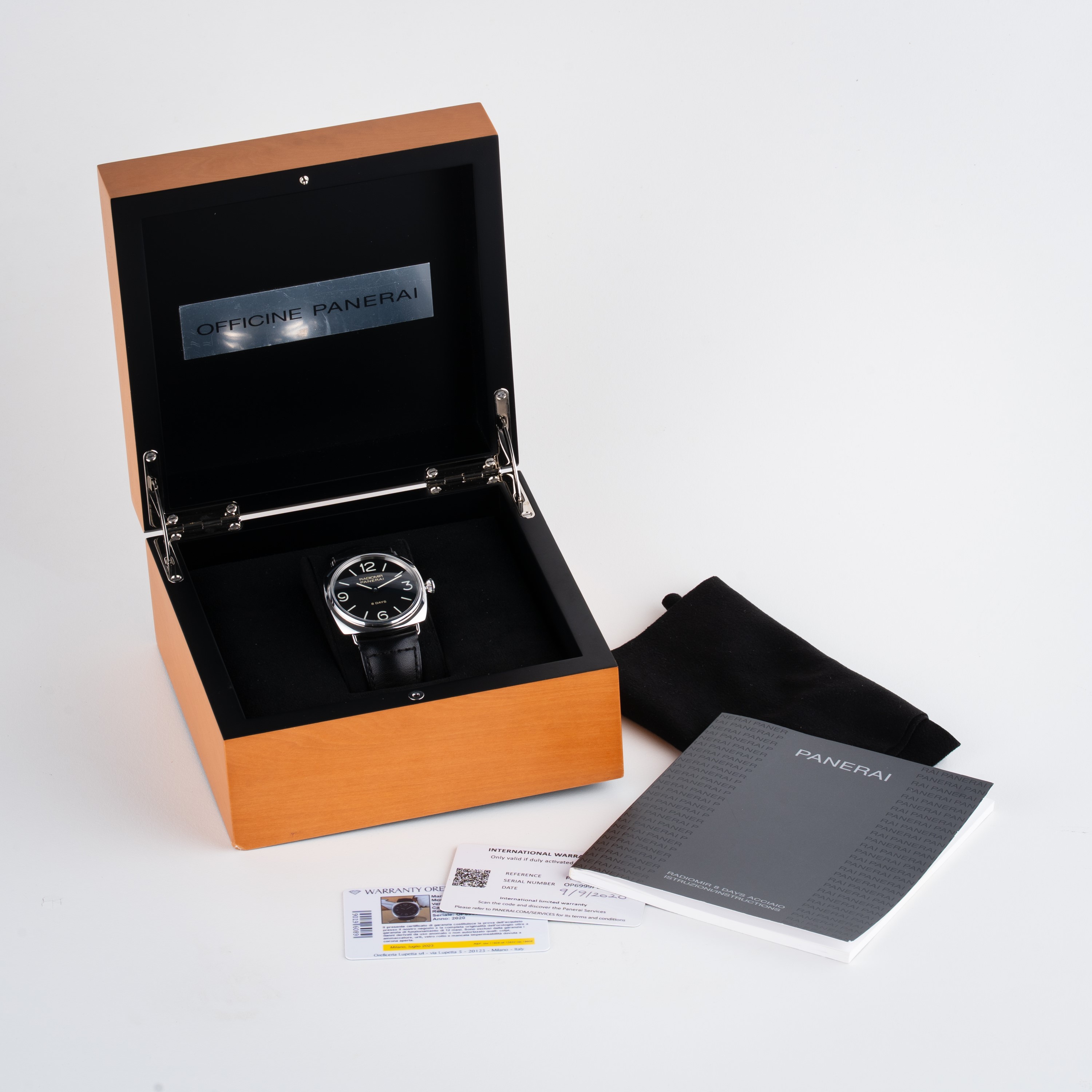 Panerai - Radiomir 8 Days – orologio Solo Tempo a carica manuale in acciaio con quadrante nero