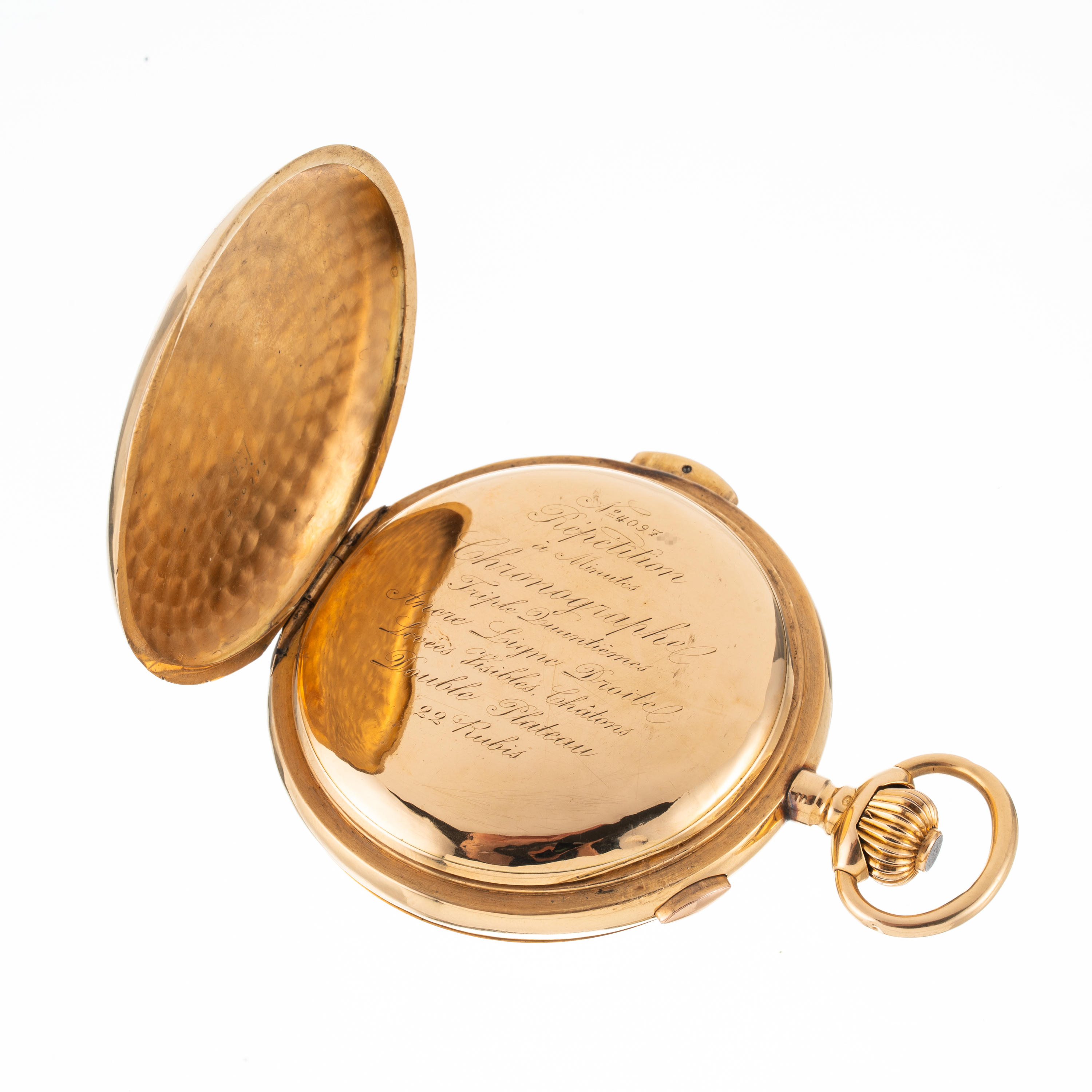 Orologio da tasca, cronografo con calendario completo e fasi lunari, carica manuale, oro giallo 1...