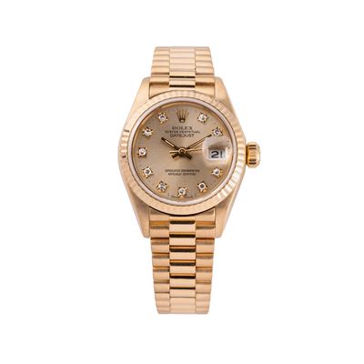 Oyster Perpetual Datejust 69173, orologio automatico in oro giallo 18kt con quadrante champagne e...