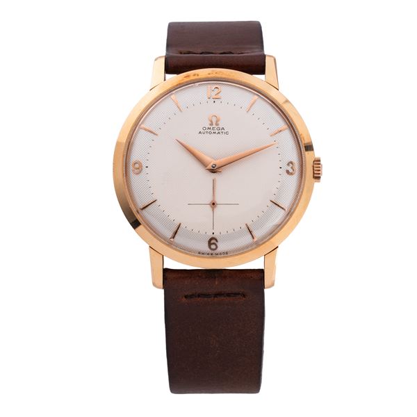 OMEGA - OMEGA  OROLOGIO SOLO TEMPO A CARICA AUTOMATICA CON CASSA IN ORO ROSA 18KT PRODOTTA DA WENGER CON QUADRANTE BITONALE A NIDO D'APE E PICCOLI SECONDI AD ORE SEI