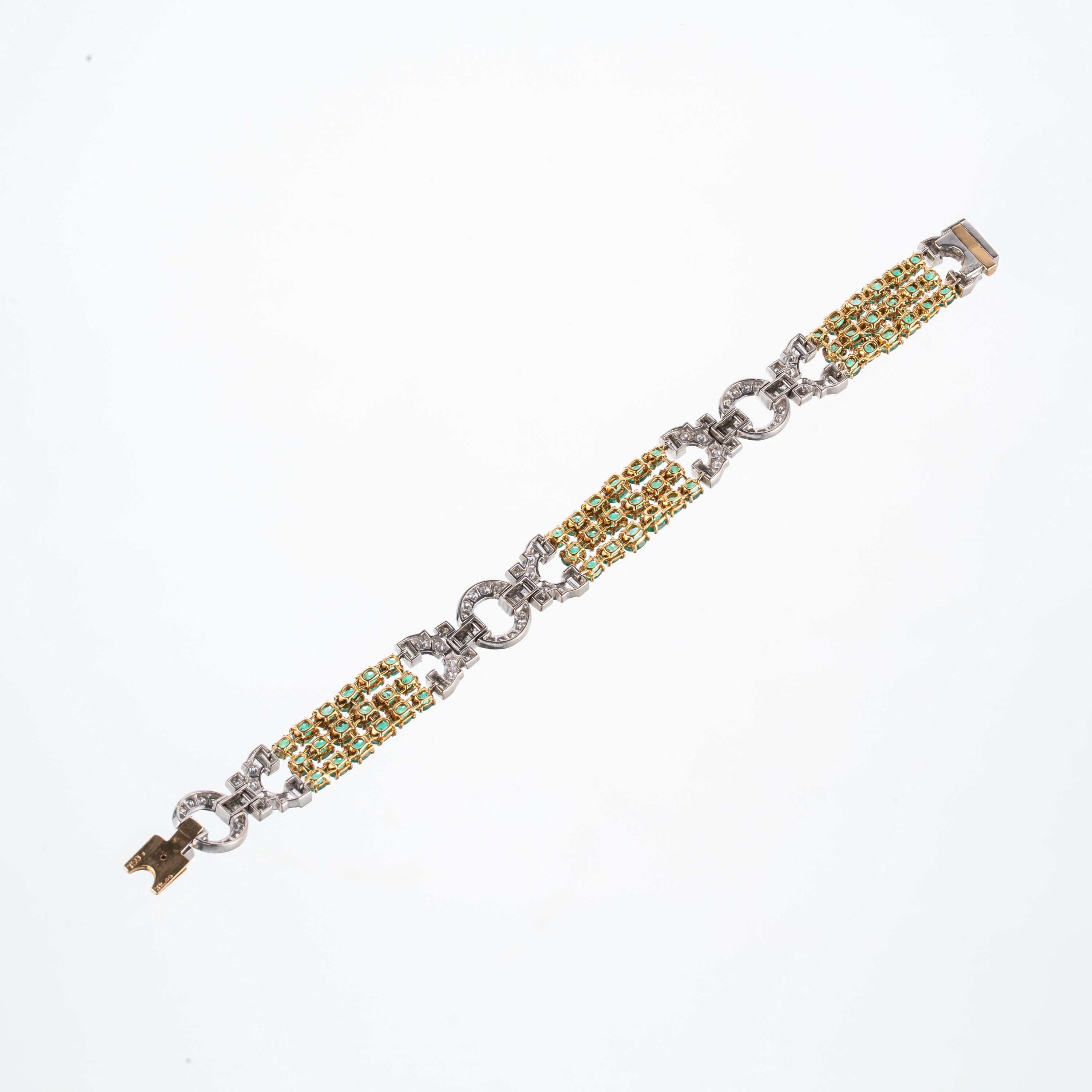 Bracciale in oro bianco 18 kt con smeraldi ovali e diamanti