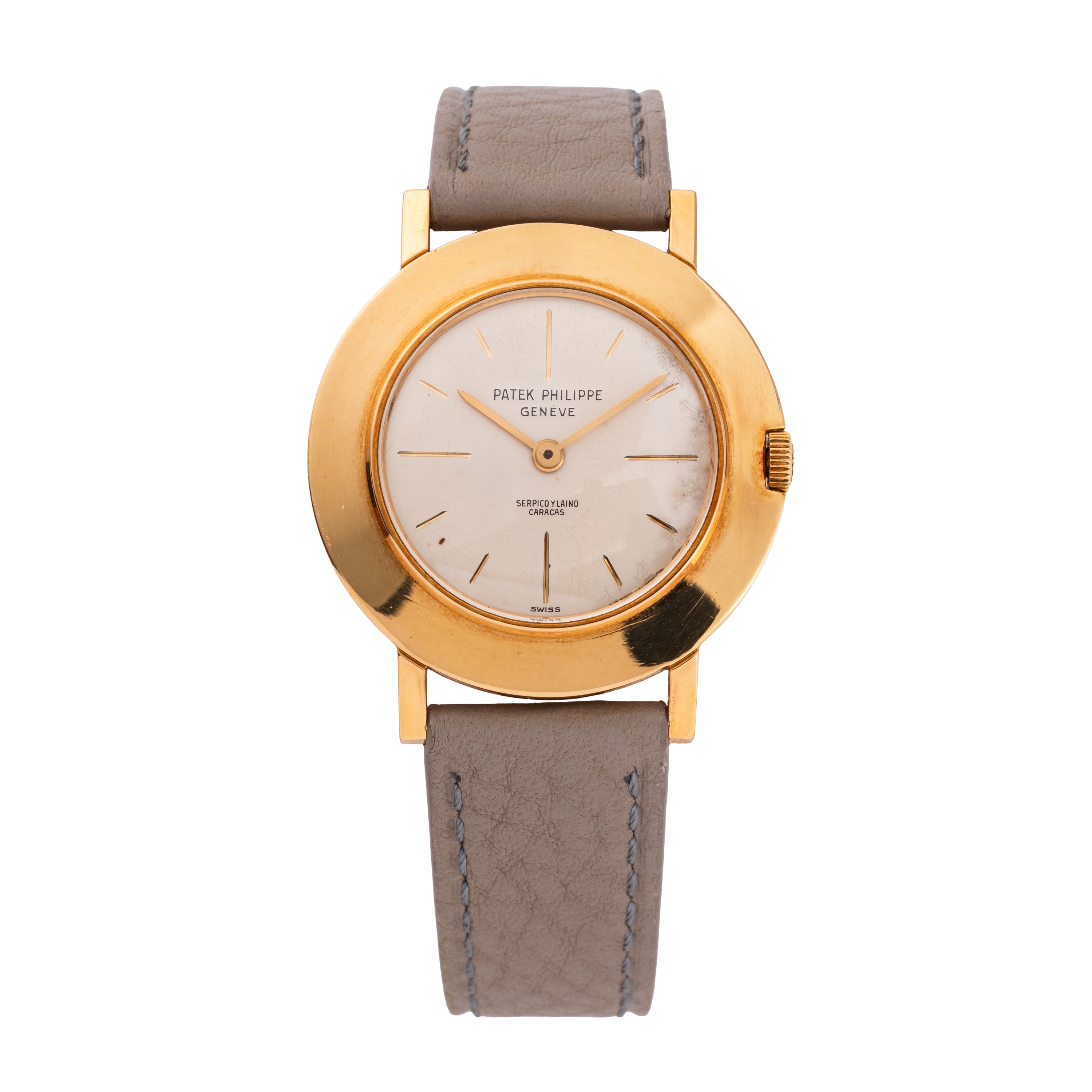 Patek Philippe - Calatrava “Disco volante”, orologio solo tempo in oro giallo 18 kt con quadrante...