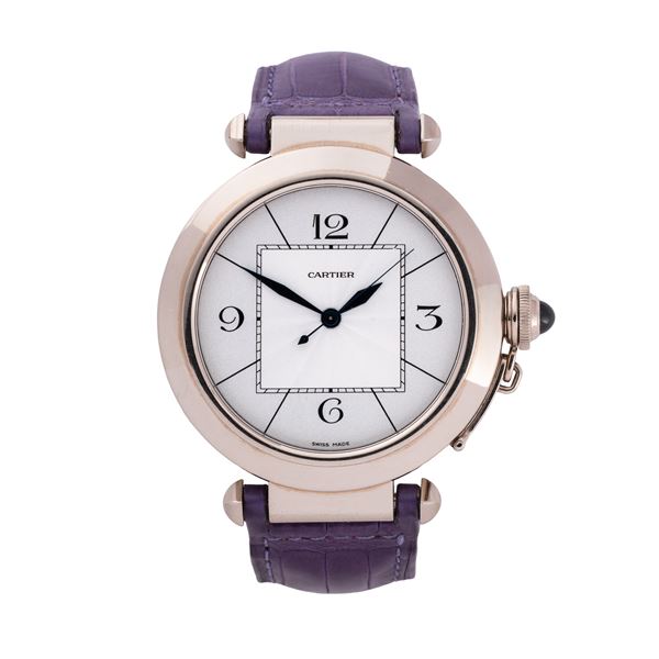 CARTIER - CARTIER - PASHA OROLOGIO SOLO TEMPO A CARICA AUTOMATICA IN ORO BIANCO 18KT CON QUADRANTE GUILLOCHE' E DEPLOYANTE CARTIER IN ORO BIANCO 18KT