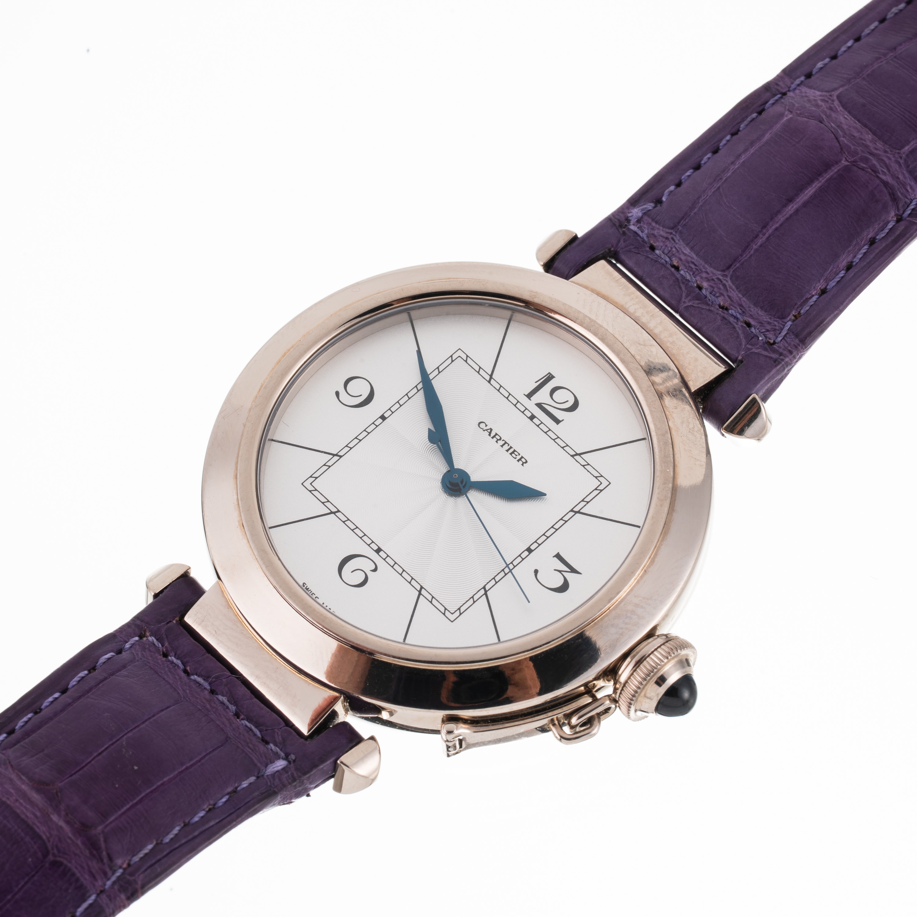 Cartier - Pasha 2727, orologio solo tempo automatico in oro bianco 18 kt con quadrante guilloché