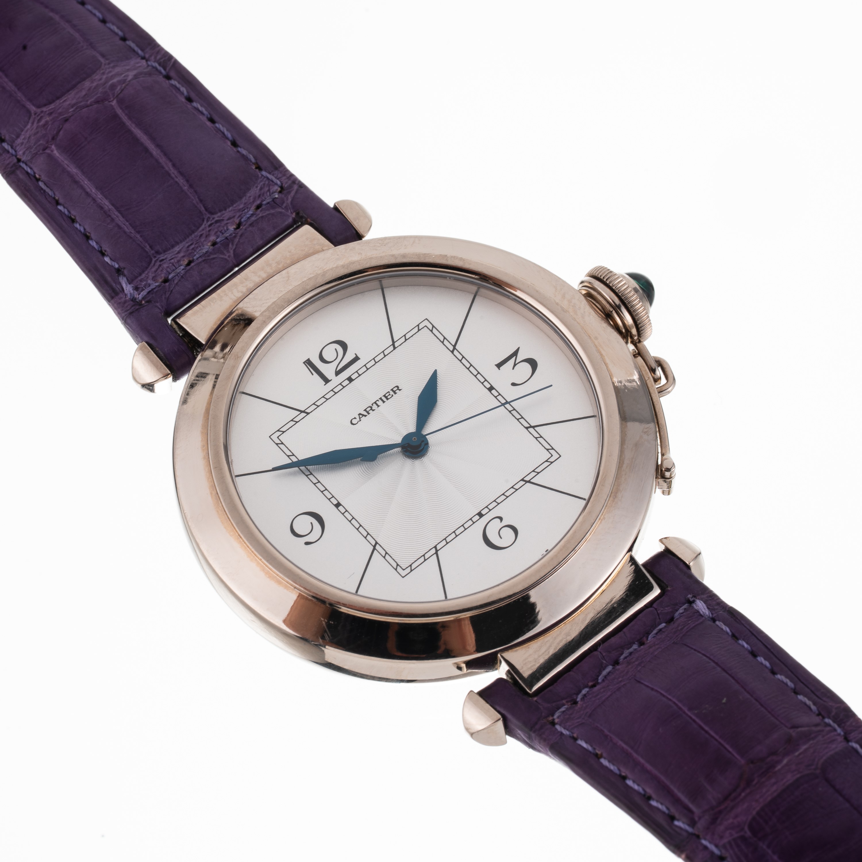 Cartier - Pasha 2727, orologio solo tempo automatico in oro bianco 18 kt con quadrante guilloché