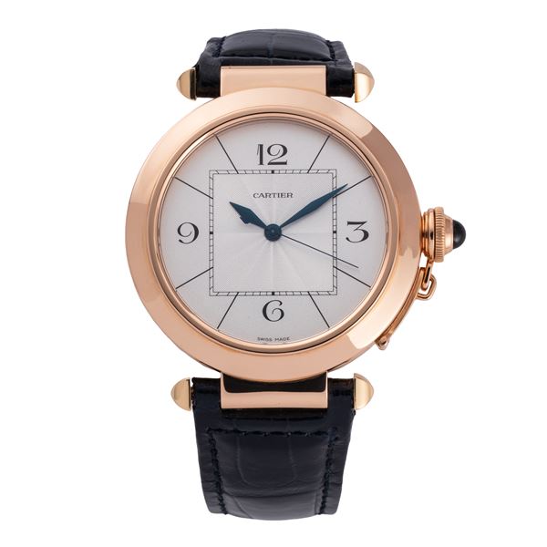 CARTIER - CARTIER – PASHA OROLOGIO SOLO TEMPO A CARICA AUTOMATICA IN ORO ROSA 18KT CON QUADRANTE GUILLOCHE’ E DEPLOYANTE IN ORO ROSA 18KT CARTIER 