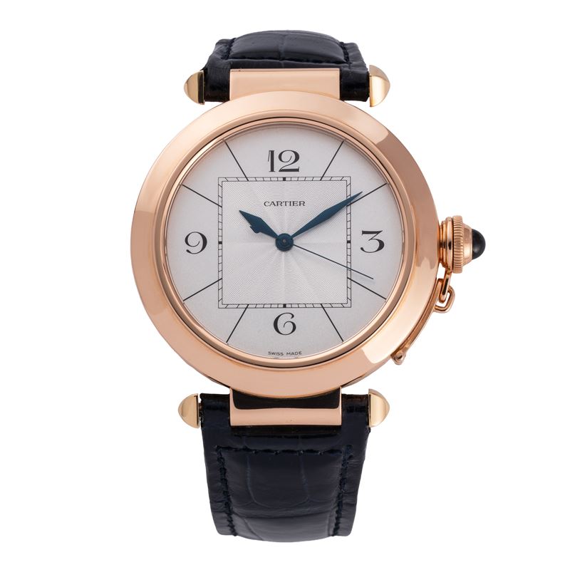 Cartier - Pasha 2770 – Orologio da polso solo tempo in oro rosa 18kt con quadrante guilloché
