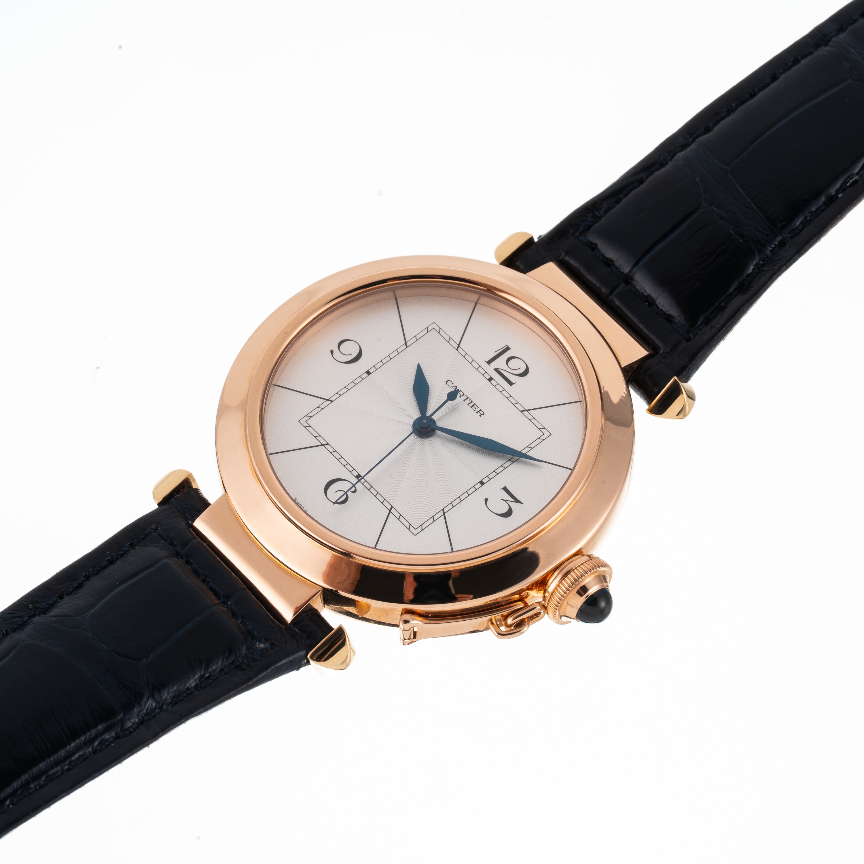 Cartier - Pasha 2770 – Orologio da polso solo tempo in oro rosa 18kt con quadrante guilloché