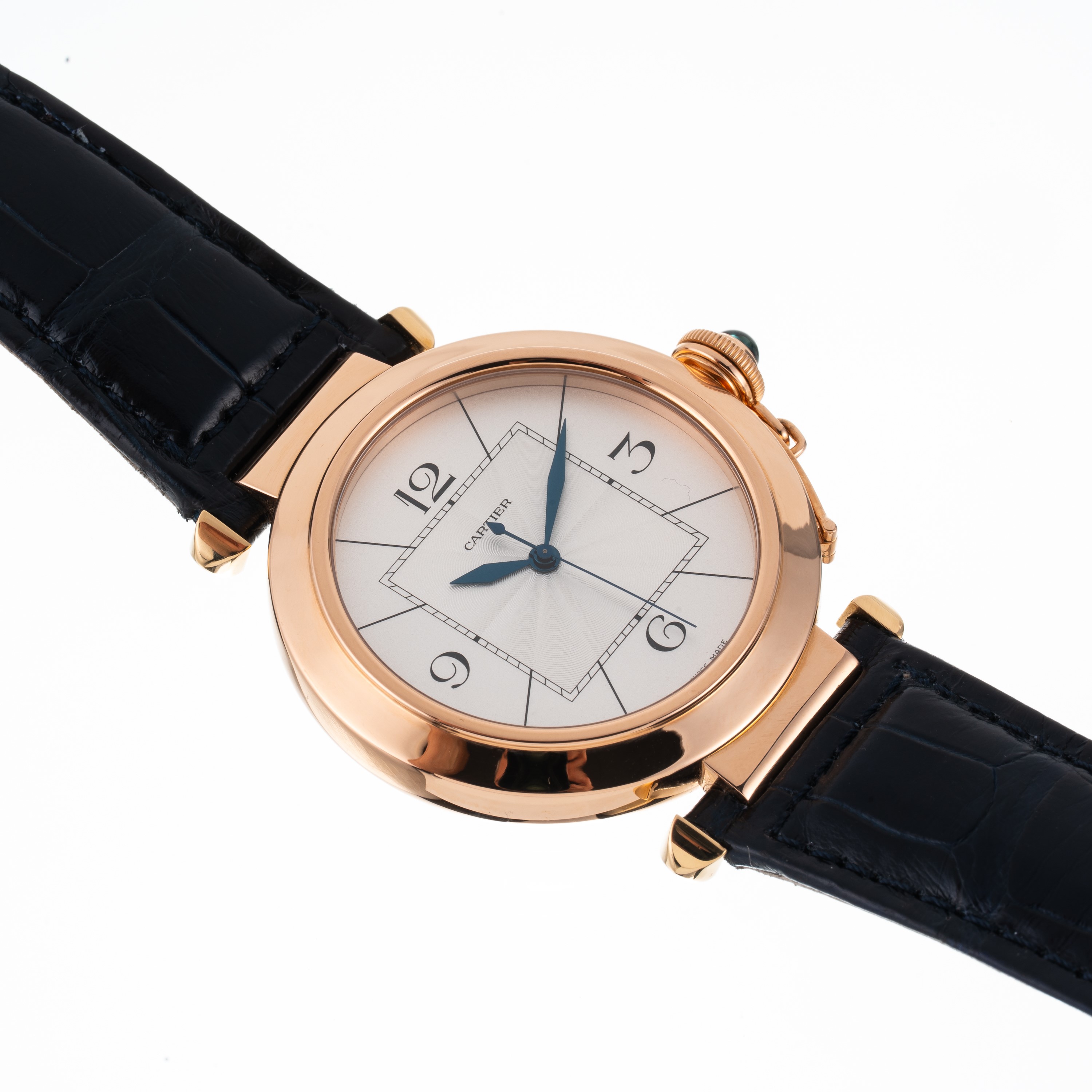 Cartier - Pasha 2770 – Orologio da polso solo tempo in oro rosa 18kt con quadrante guilloché