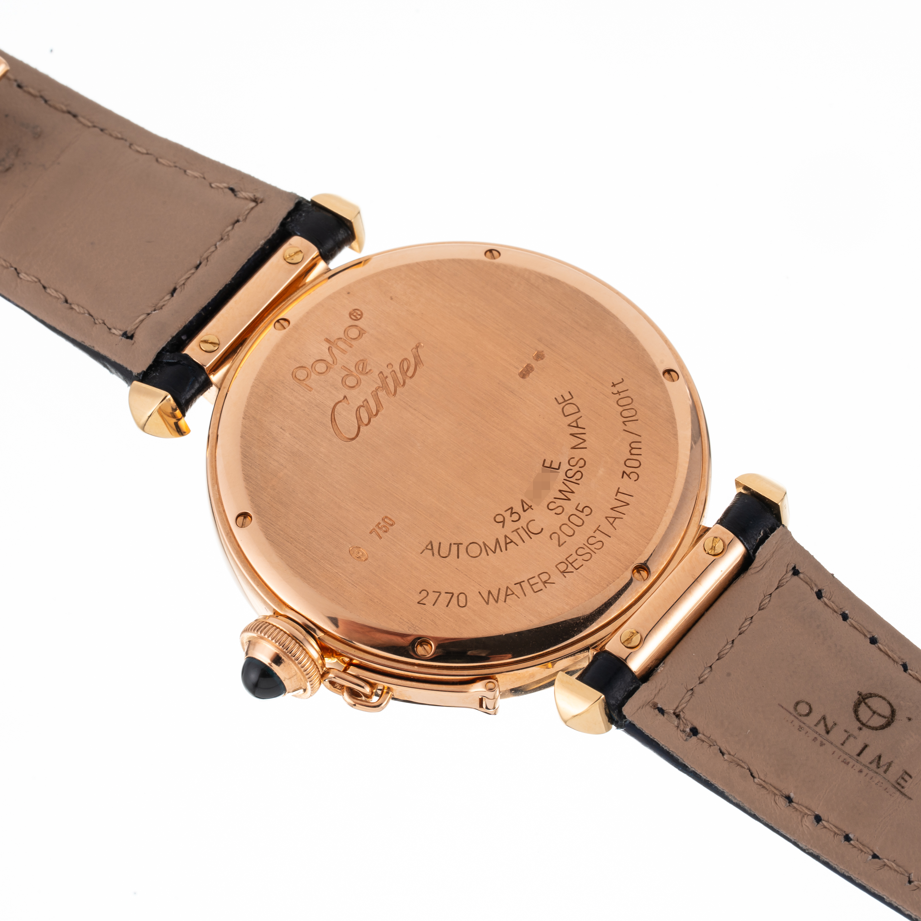 Cartier - Pasha 2770 – Orologio da polso solo tempo in oro rosa 18kt con quadrante guilloché