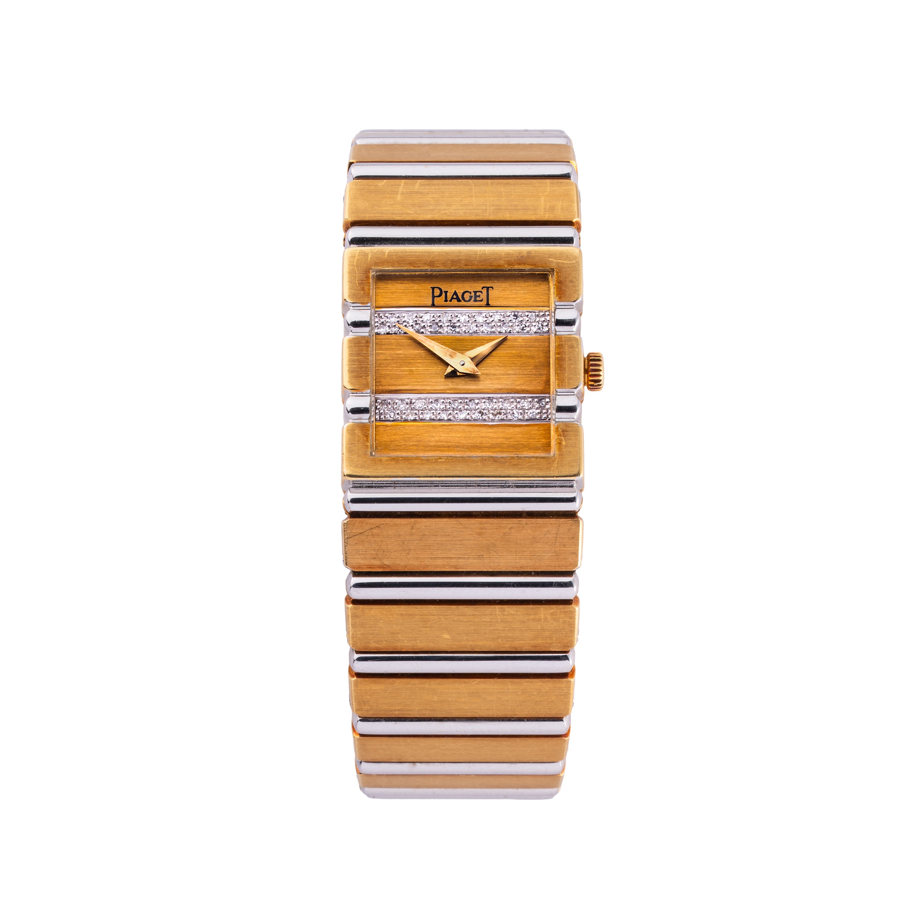 Piaget - Polo, orologio da polso in oro giallo e bianco 18 kt con quadrante in oro e diamanti