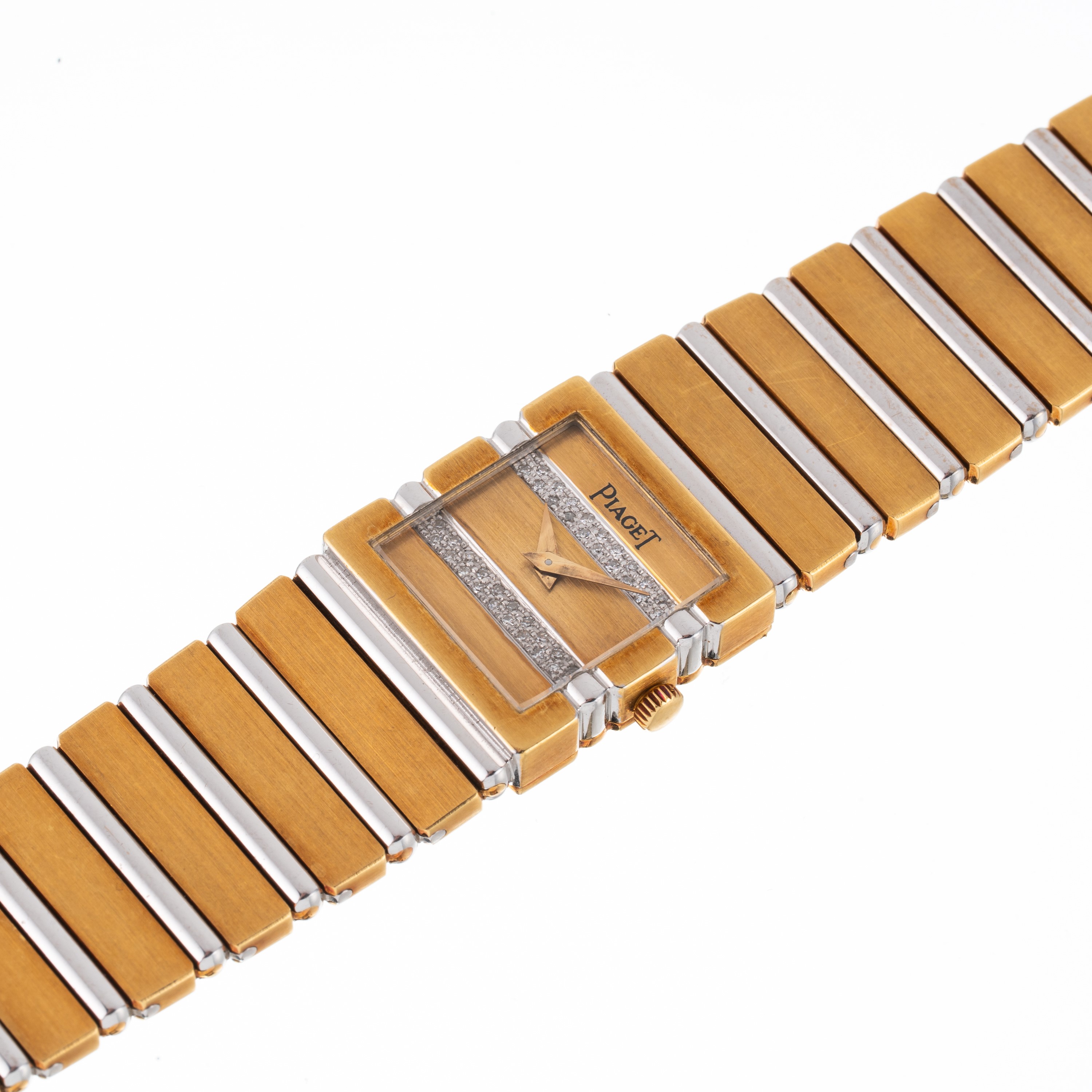 Piaget - Polo, orologio da polso in oro giallo e bianco 18 kt con quadrante in oro e diamanti