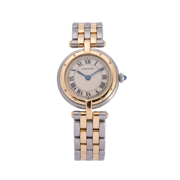 CARTIER - CARTIER  - PANTHERE RONDE  OROLOGIO SOLO TEMPO AL QUARZO IN ACCIAIO E ORO GIALLO 18KT CON QUADRANTE BIANCO E INDICI ROMANI