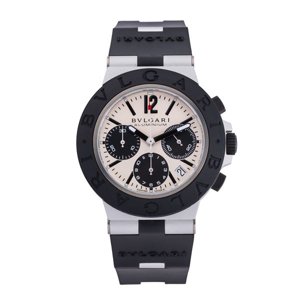 BULGARI - BULGARI - NOVELTY 2020 CRONOGRAFO A CARICA AUTOMATICA IN ALLUMINIO E GOMMA CON QUADRANTE CREMA E DATARIO AD ORE TRE
