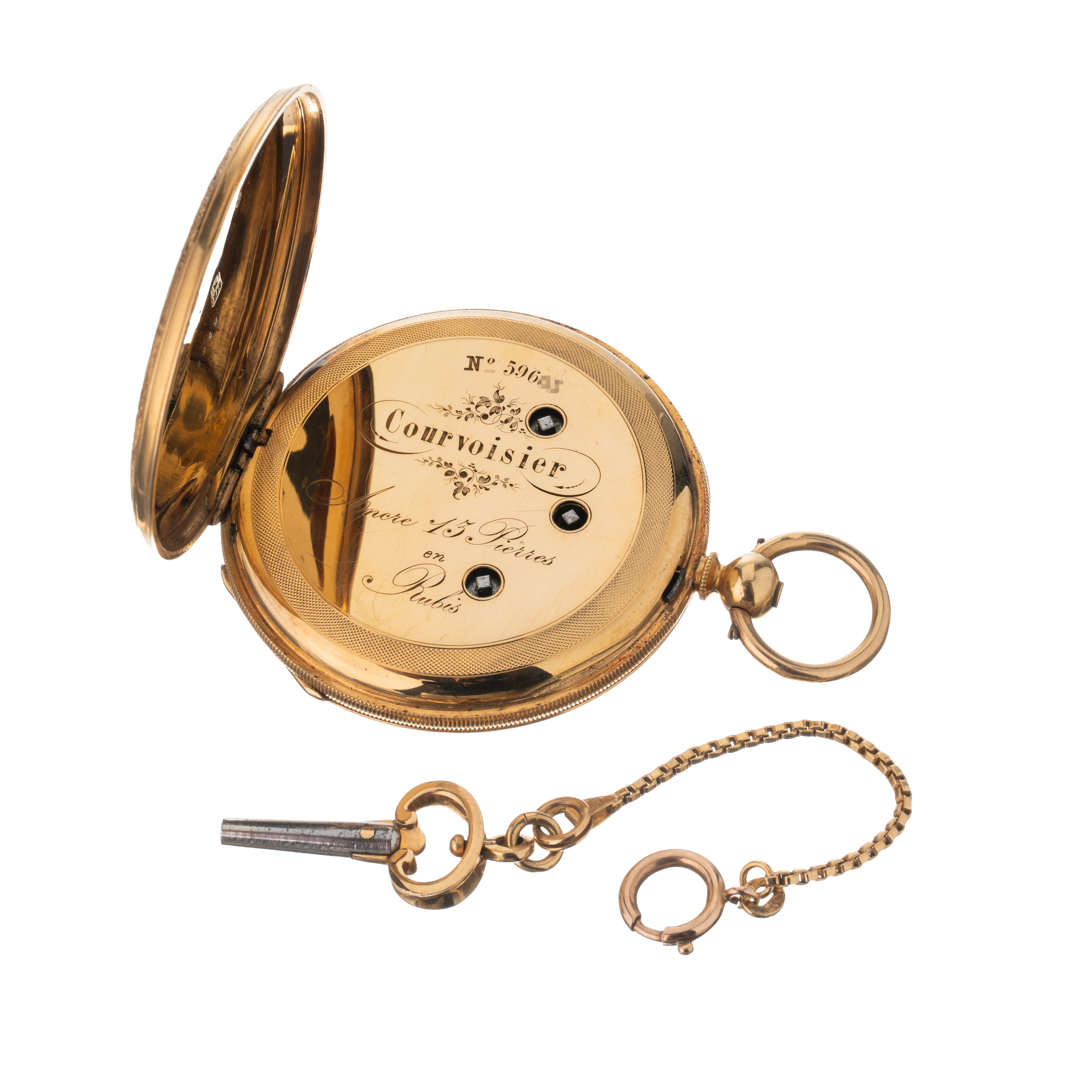 Courvoisier - Orologio da tasca Dual Time in oro giallo 18 kt con quadrante in porcellana e caric...