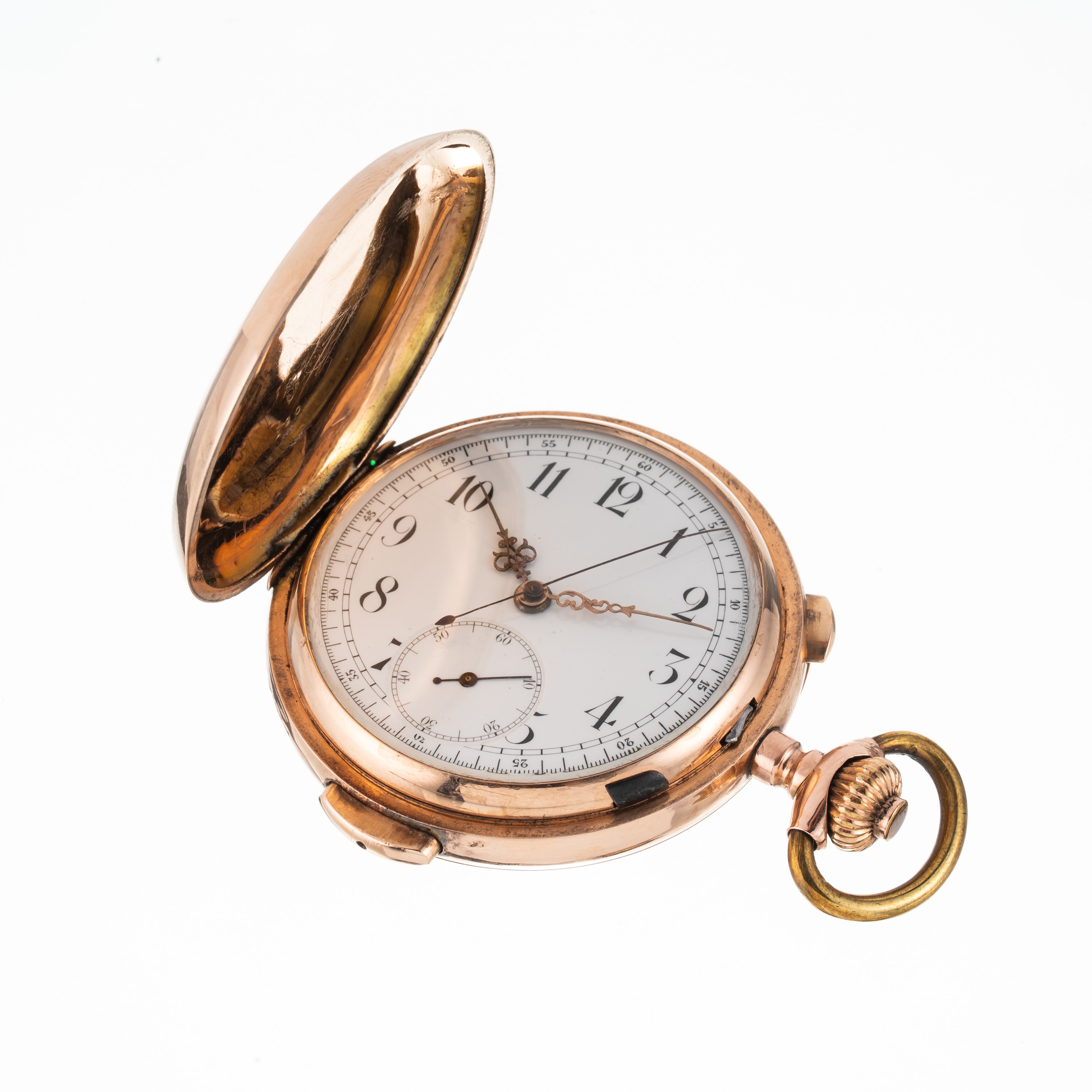 Orologio da tasca, in oro rosa 12 kt con ripetizione dei quarti Chronostop, carica manuale