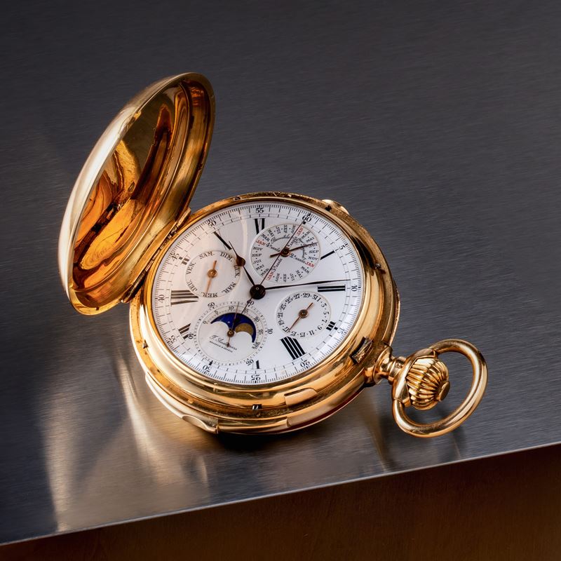 F.audemars - F. Audemars, Orologio da tasca in oro giallo 18 kt con calendario perpetuo, fasi lun...