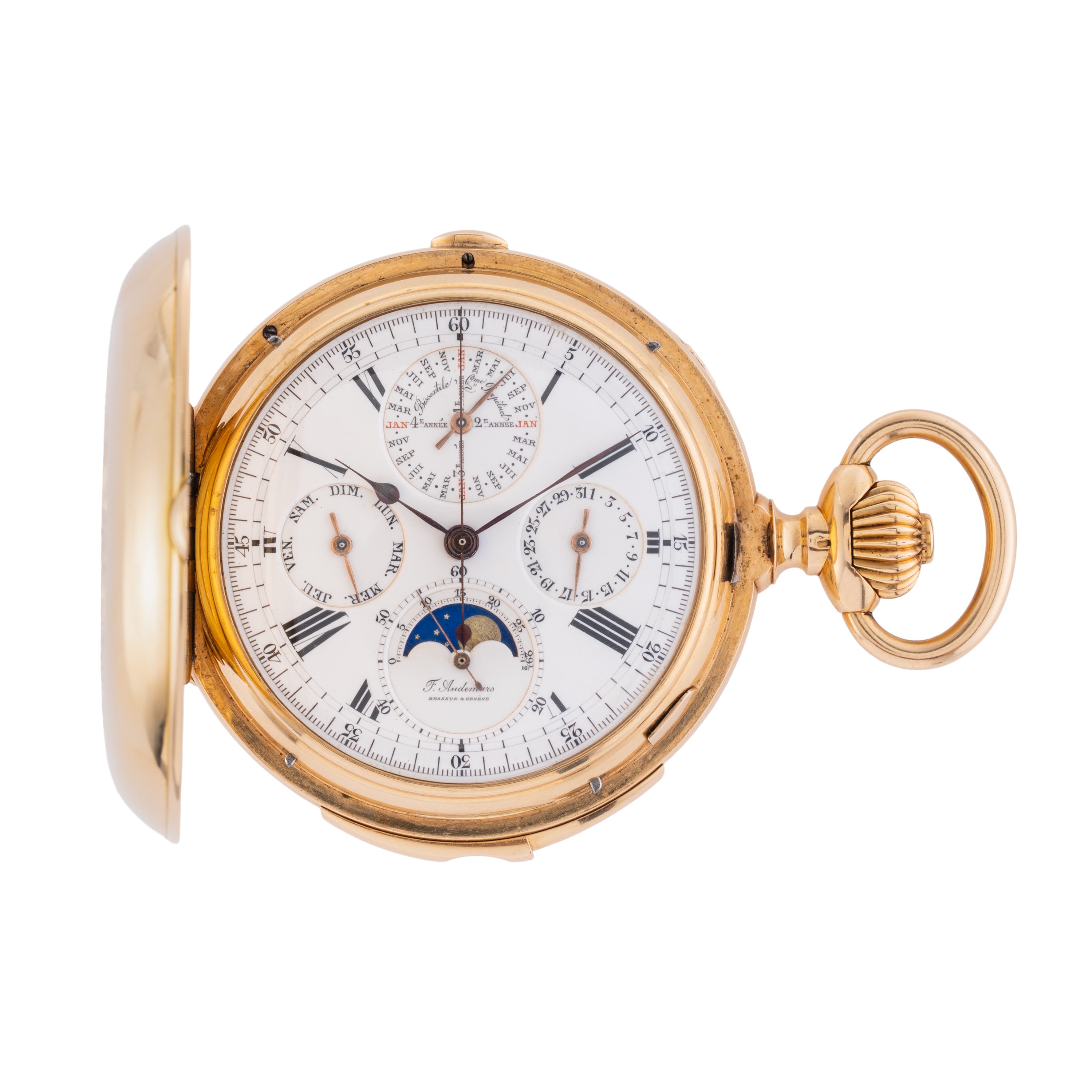 F.audemars - F. Audemars, Orologio da tasca in oro giallo 18 kt con calendario perpetuo, fasi lun...